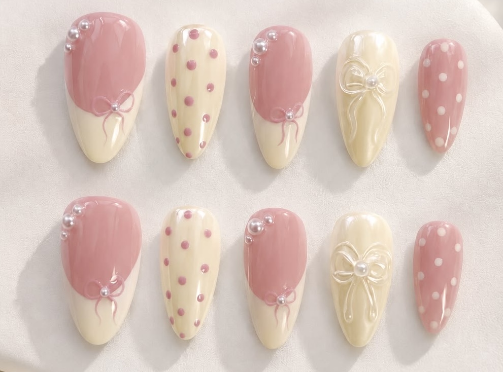 Pearl Princess press-on nails by Nails By Saara