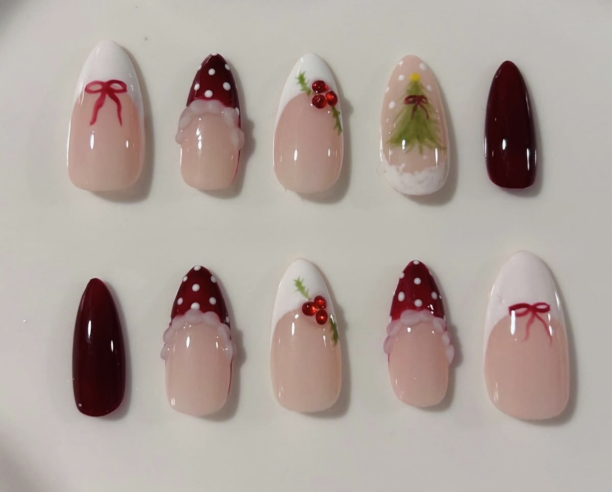 Festive Cherry press-on nail set