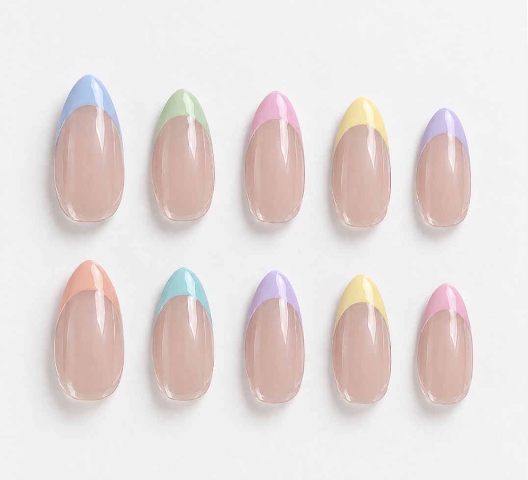 Custom Colour French Tips press-on nail set