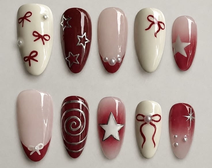 Cherry Starlight press-on nail set